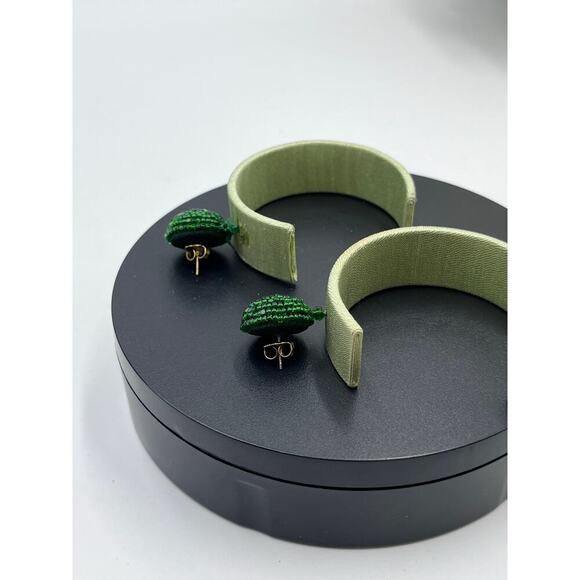 Sachin & Babi Mint Threaded Beaded Audra Large Hoop‎ Earrings - Picture 9 of 11